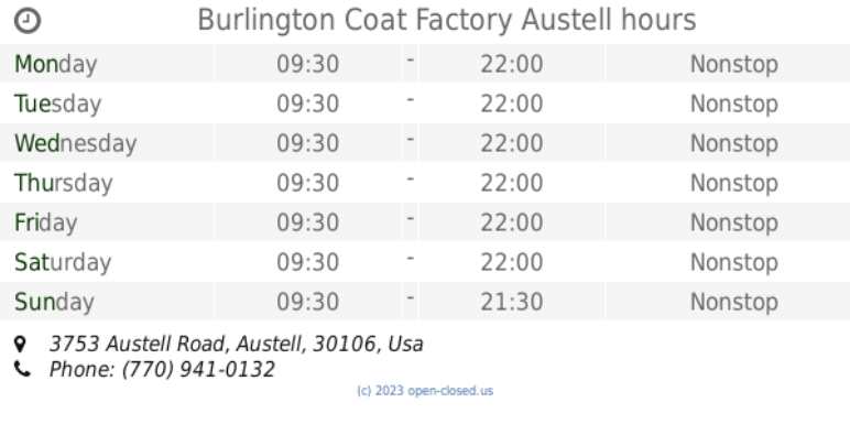 Chapter 3: Standard Opening Hours